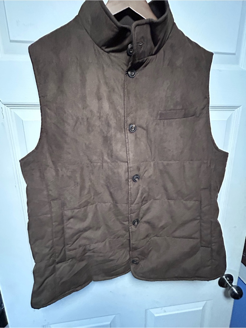 Jos. A. Bank Men's Quilted Outerwear Brown Button-Front Vest